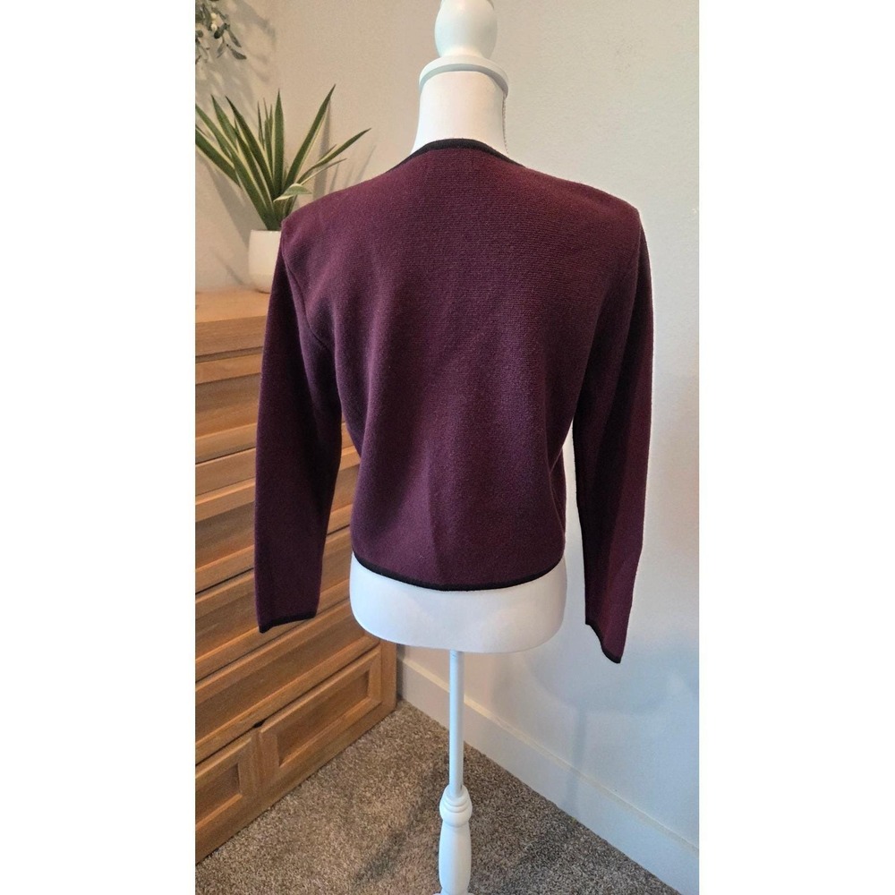 Liz Claiborne Collection Cardigan Petite Merino Wool Blend Maroon Vintage PM - Picture 11 of 11